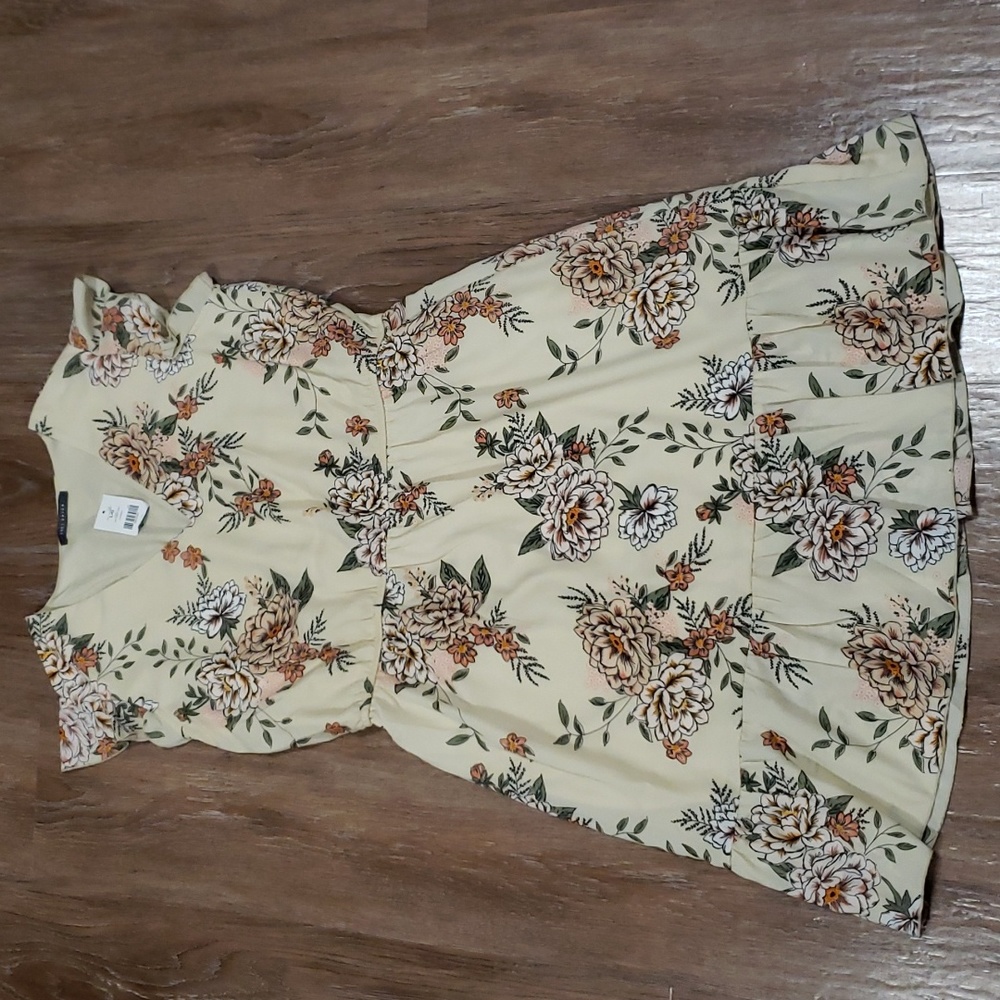 (L) NWT Suzy Shier Ruffle Peasant Flowy Loose Fit Dress Cottagecore Floral